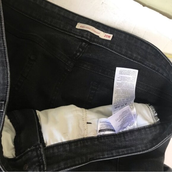 Levi's 414 Classic Straight Leg High Waist Stretch Boot Zip Black Denim Jeans 20 - Picture 4 of 14